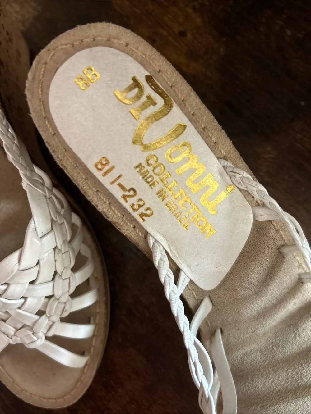Vintage 1970s DiVonni White Braided Wedge Sandals - Picture 5 of 6